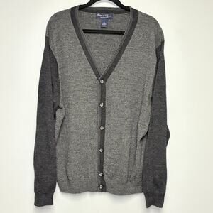 Davis & Squire 100% Merino Wool Dark Academia Preppy Old Money Cardigan Mens XL